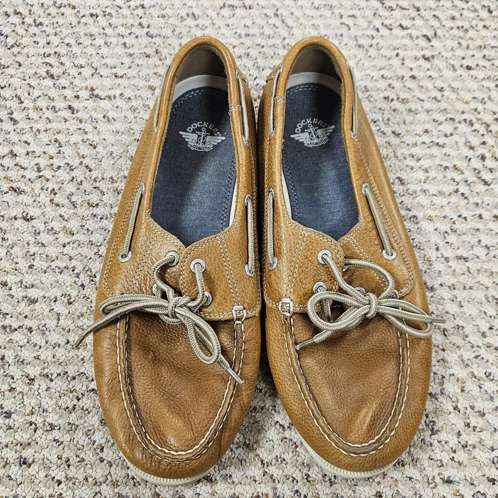Dockers Men's Brown Leather Boat Shoes, Size US 11M